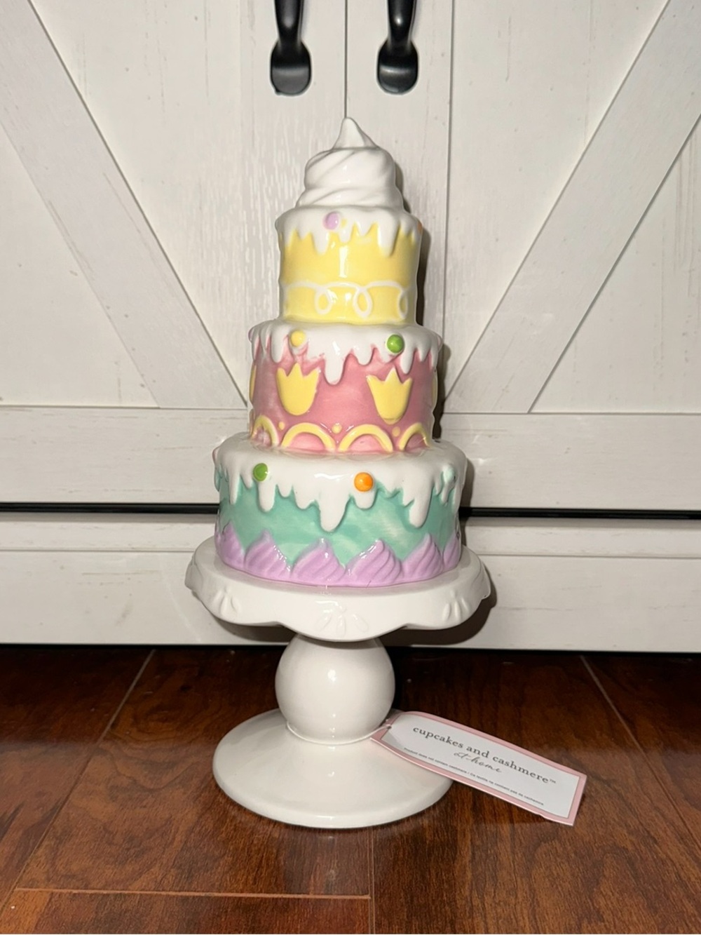 Cupcakes & Cashmere Ceramic Easter 3 Tiered Pastel Cake Decor